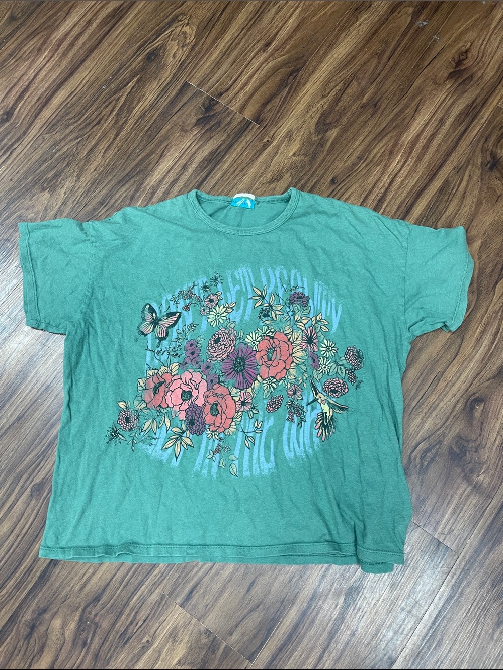 MOTHER green Crewneck Tee Don’t let reality get in the way XS
